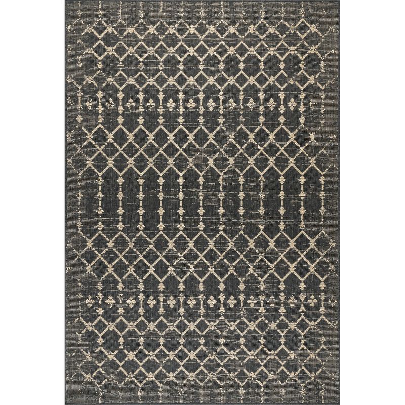 Charcoal Moroccan Trellis Indoor/Outdoor Synthetic Area Rug