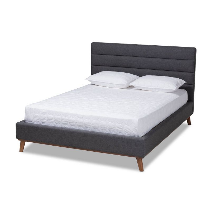 Queen Gray Velvet Upholstered Tufted Platform Bed with Wood Frame