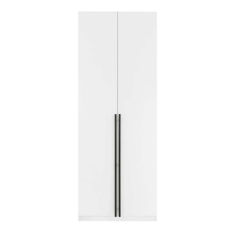 White MDF Freestanding Wardrobe Closet with Black Handles