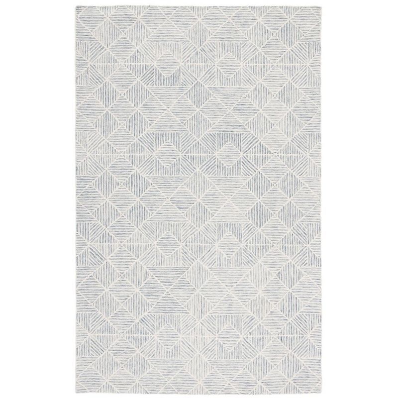 Grey and Ivory Abstract Wool 4' x 6' Handmade Area Rug