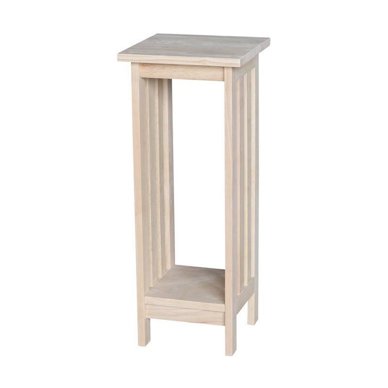 Unfinished Solid Parawood Mission Plant Stand with Shelf