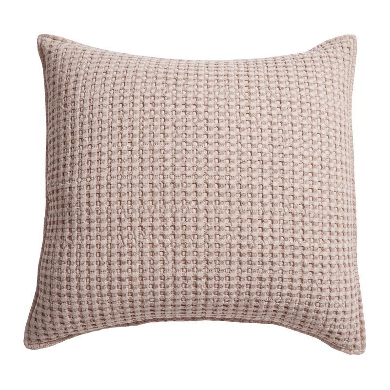 Blush Cotton Waffle Square Decorative Pillow