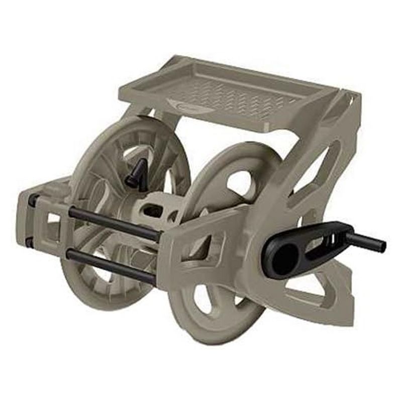 Suncast Taupe Resin Wall Mounted Hose Reel with Crank Handle