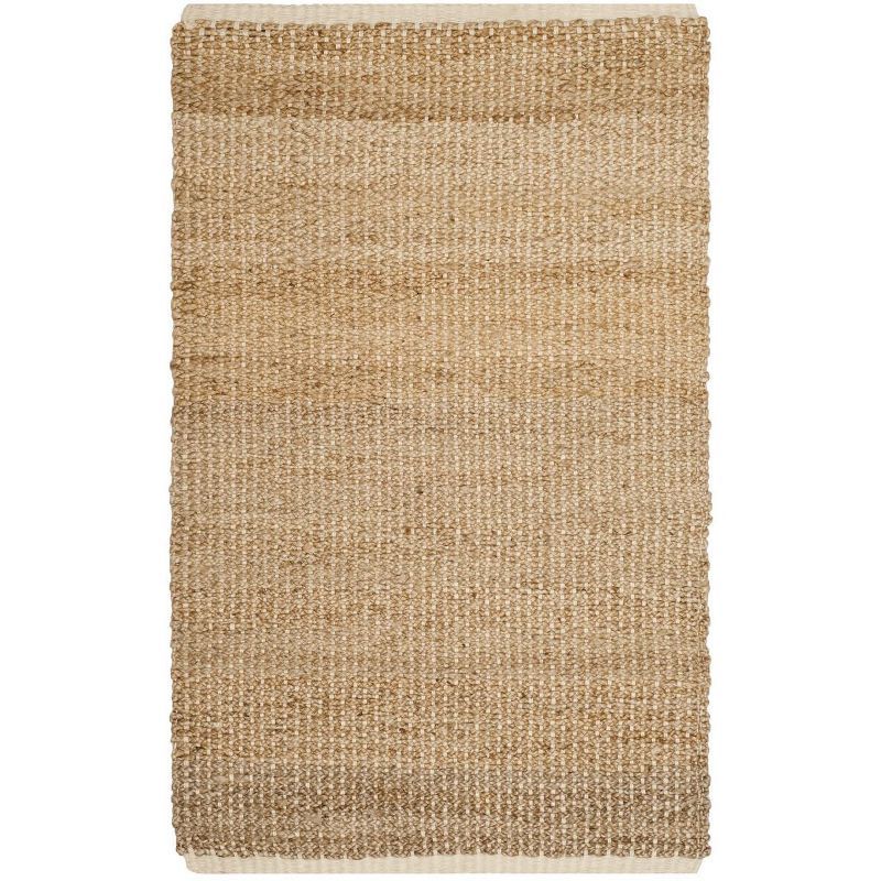 Ivory and Natural Handmade Jute Area Rug, 3' x 5'