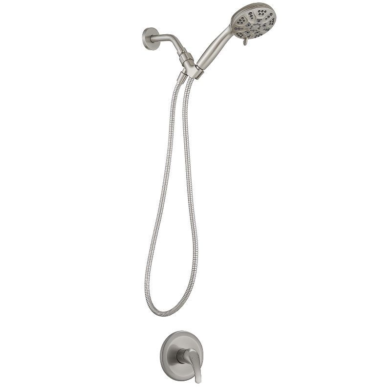 Brushed Nickel Single-Handle 6-Spray Shower Faucet Set with Handheld Shower Head