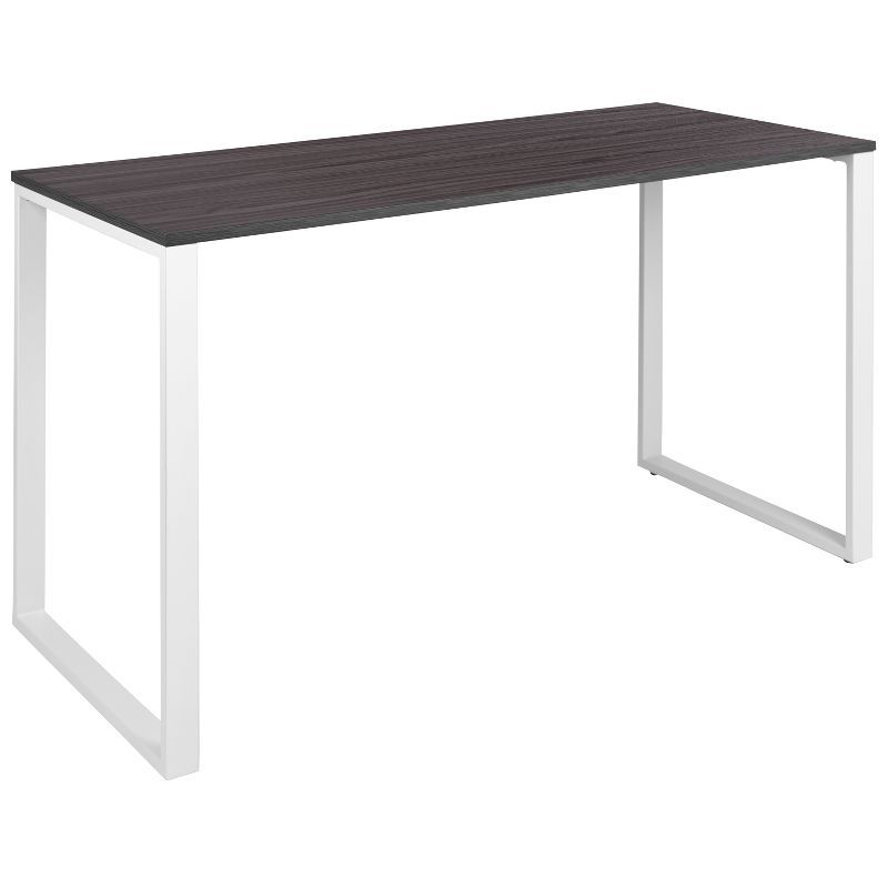 Tromso Adjustable 55" Gray Laminate Desk with Steel Frame and Drawer