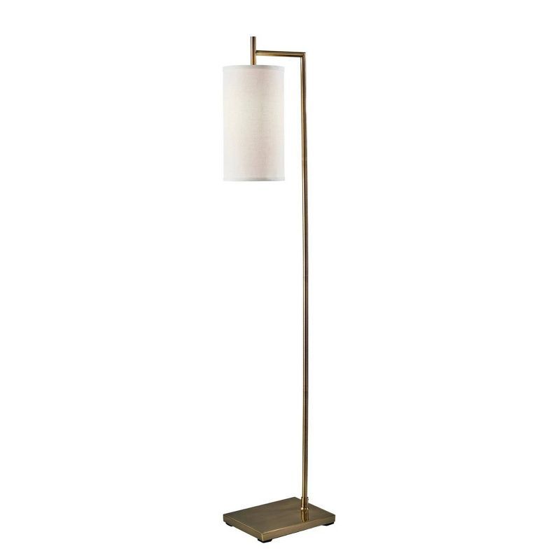 Antique Brass Floor Lamp with White Fabric Shade