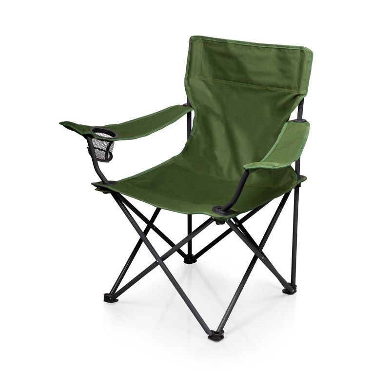 Green Collapsible Outdoor Camping Chair with Mesh Cup Holder