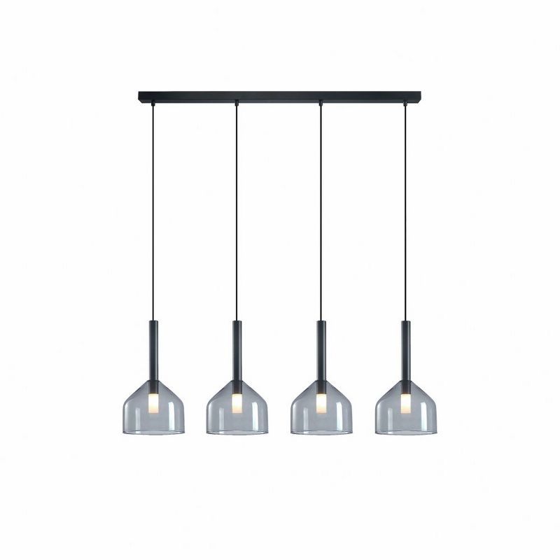 Black Clear Glass 4-Light Island Pendant