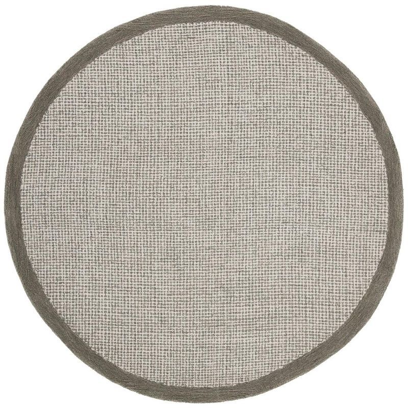 Ivory and Sage Hand-Tufted Round Wool Area Rug