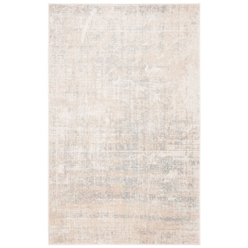 Beige & Slate Synthetic 4' x 6' Reversible Hand-Knotted Rug