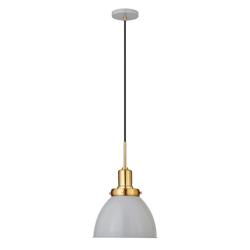 Madison 12" Matte Gray and Brass Metal Pendant Light