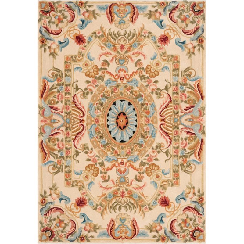 Elegant Sage & Beige Hand-Tufted Wool Rectangular Rug 4' x 6'