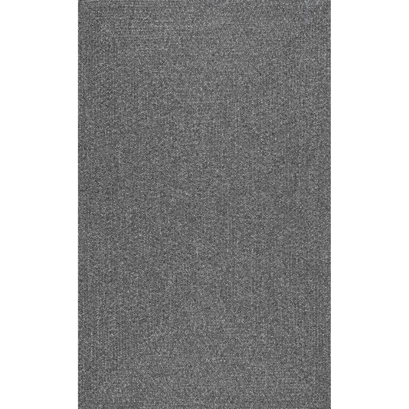 Charcoal Oval 3' x 5' Braided Synthetic Indoor/Outdoor Rug