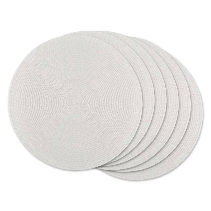 White Round Woven Plastic Indoor/Outdoor Placemat Set