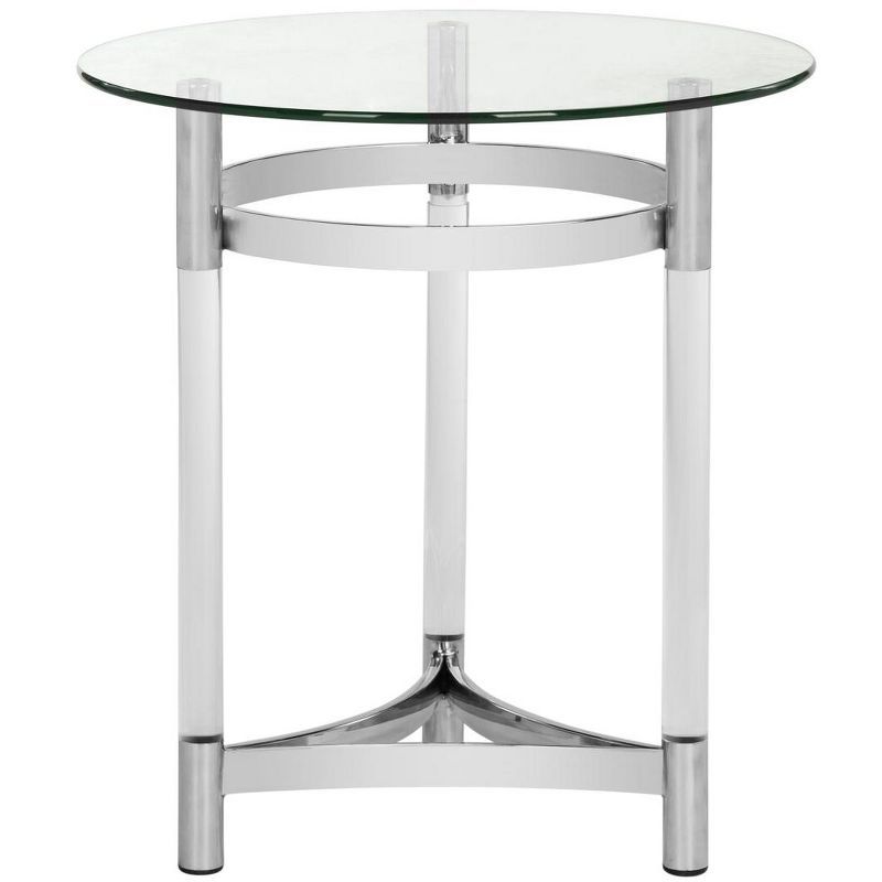 Letty 20" Transitional Silver Metal & Glass Round End Table