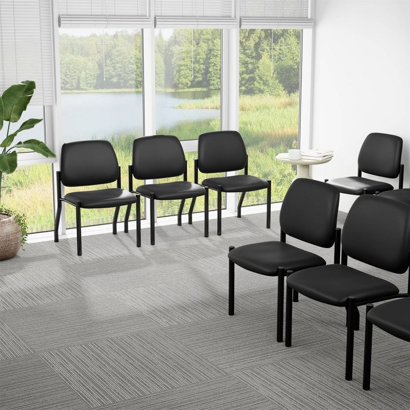 Sleek 400lb Capacity Armless Guest Chair in Antimicrobial Black Vinyl