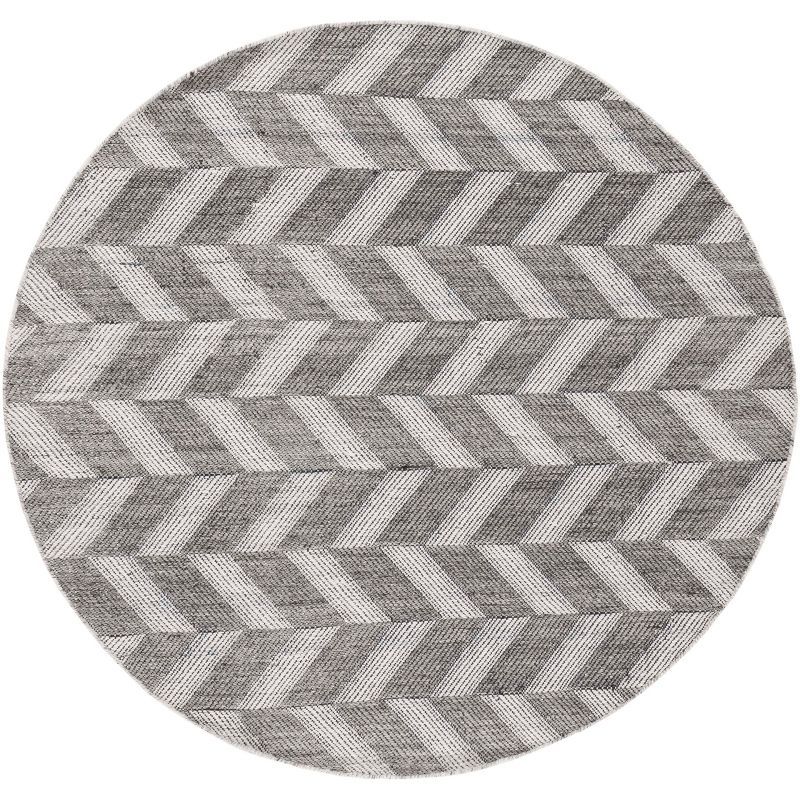 Bohemian Nomad Gray Wool 6' Round Handwoven Area Rug