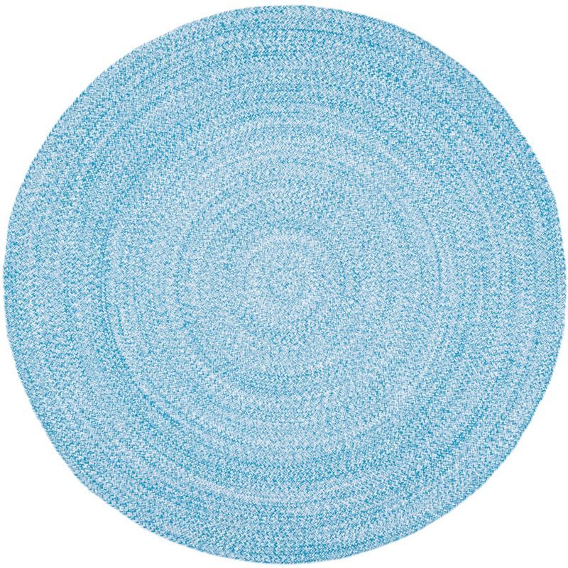 Coastal Charm Handwoven Blue Cotton 5' Round Braided Rug