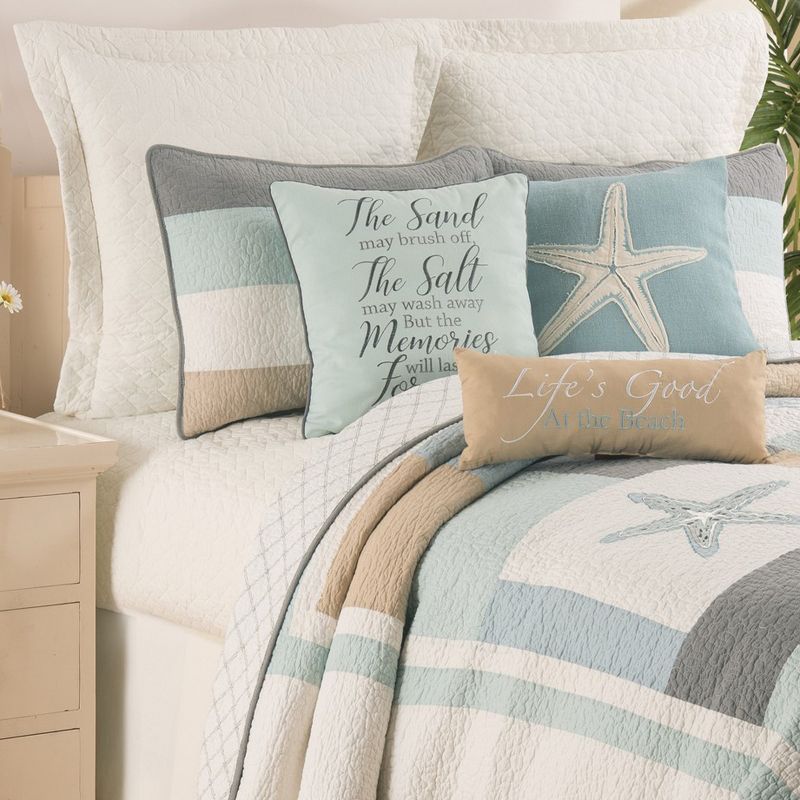 Twin White Cotton Reversible Nautical Sham Set