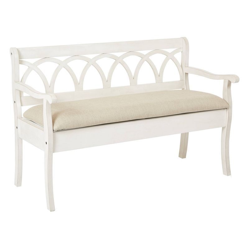 Cozy White Plush Cushion Entry Bench with Hidden Storage