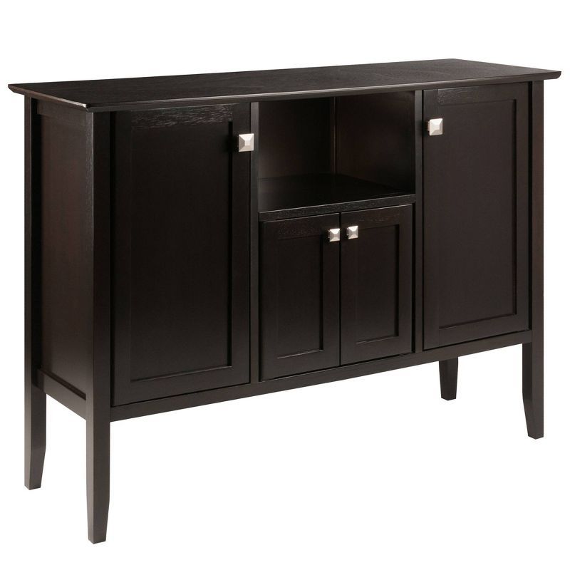 Elegant Transitional Melba Sideboard in Rich Coffee Finish with Satin Nickel Knobs