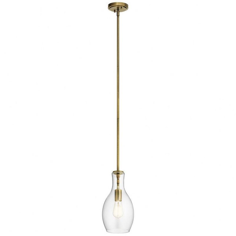 Everly 13.75" Clear Glass and Brass Mini Pendant Light