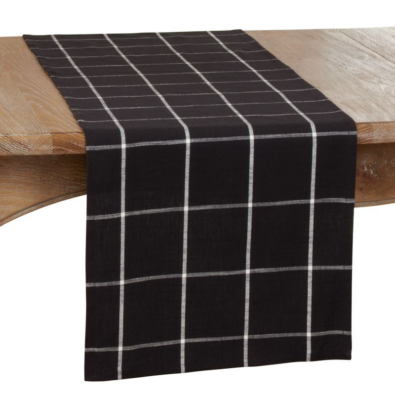 Black and White Cotton Plaid Table Runner