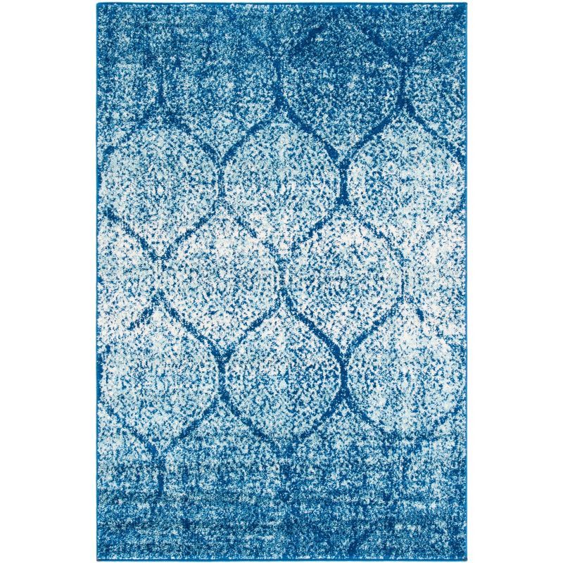 Metro-Mod Chic Blue Rectangular Easy-Care Synthetic Rug