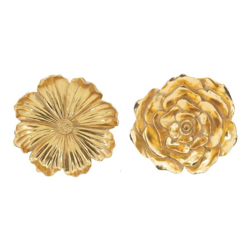 Set of 2 Gold Resin Floral Wall Accents