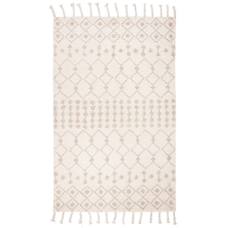 Ivory Beige Hand-Tufted Wool 4' x 6' Reversible Area Rug