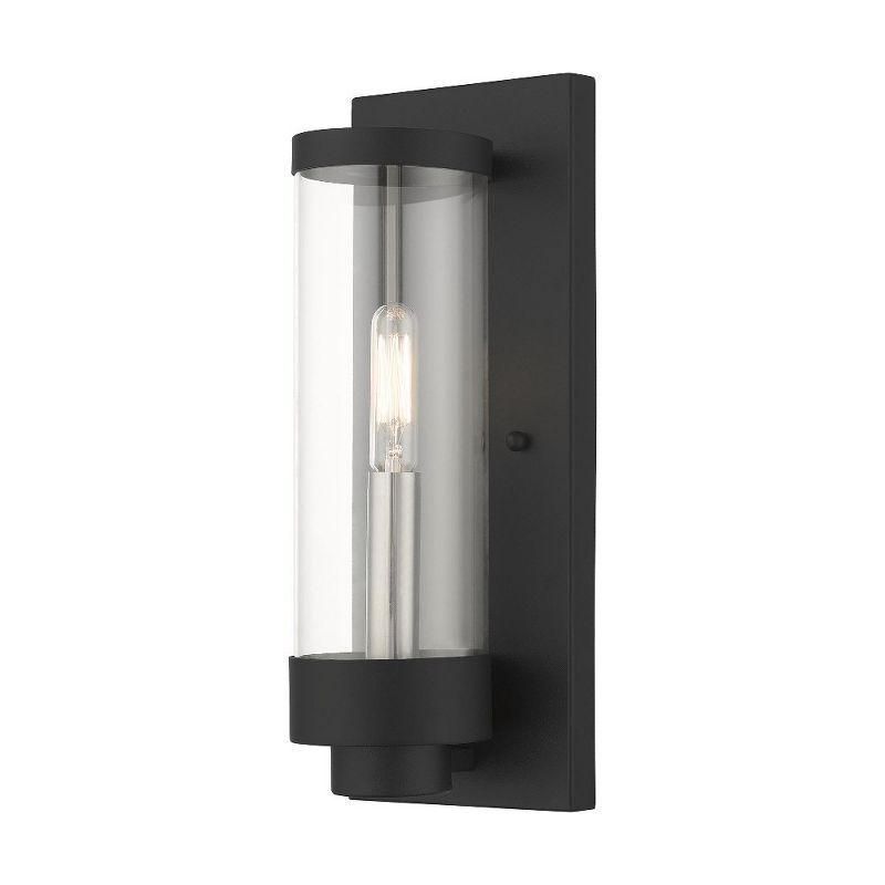 Hillcrest Textured Black Stainless Steel Outdoor Wall Lantern