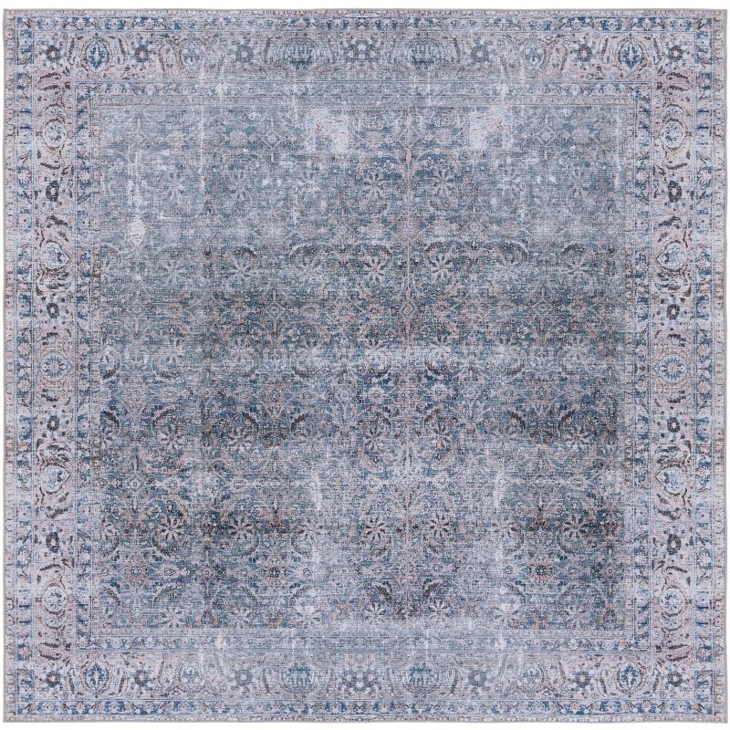 Tucson Blue Synthetic Washable Non-slip Area Rug