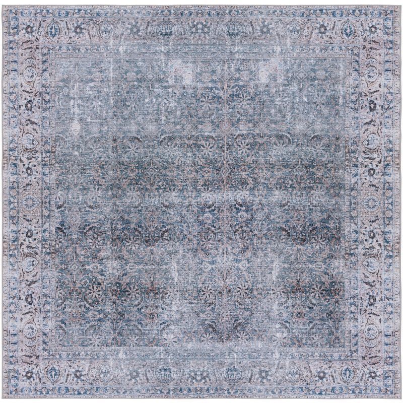 Tucson Blue Synthetic Washable Non-slip Area Rug