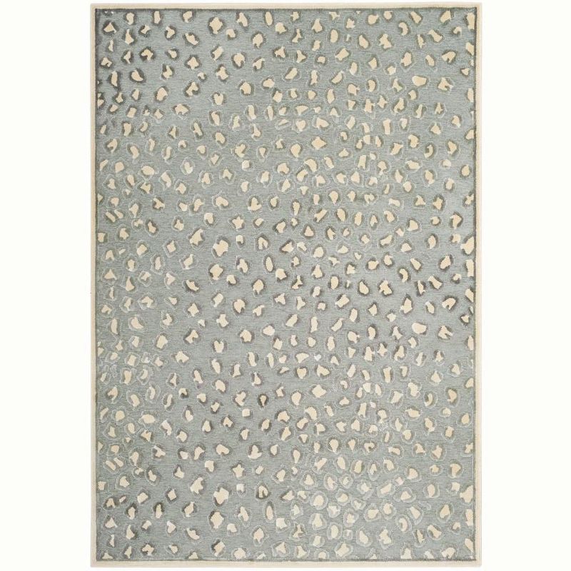 Cream and Spruce Hand-Knotted Viscose Area Rug