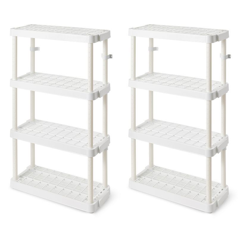 Adjustable White Resin 4-Tier Kids Storage Shelf, 32.4" L