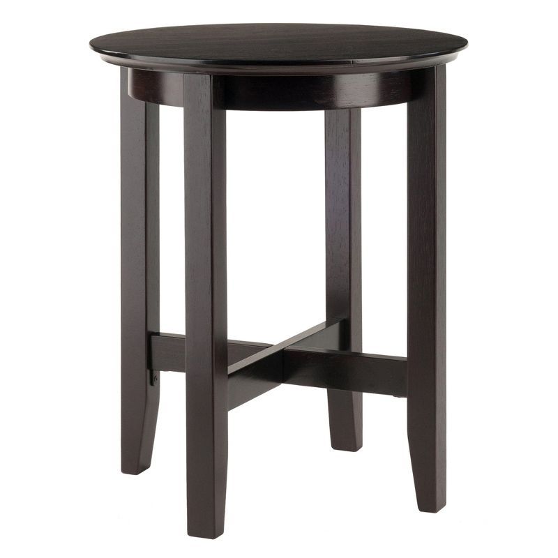 Toby Round Espresso Solid Wood End Table