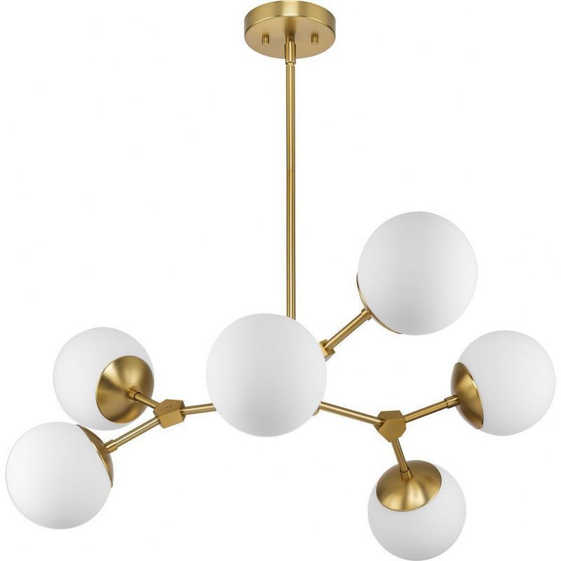 Haas 33.5" Brushed Bronze Chandelier with Opal Glass Globes