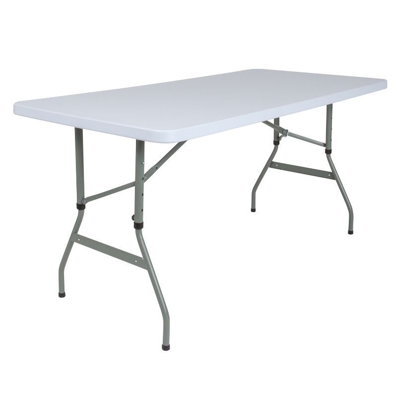 Adjustable Gray Metal Frame White Plastic Folding Table