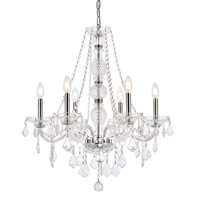 Elegant 24" Chrome Chandelier with Clear Crystal Trim