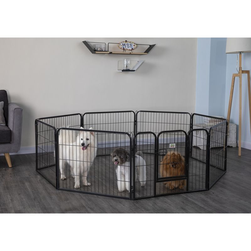 Heavy Duty Black Metal Pet Exercise Pen with 8 Panels