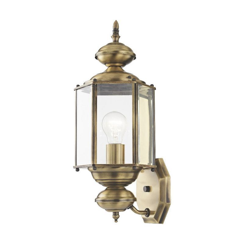 Antique Brass Elegance Outdoor Wall Lantern with Clear Beveled Glass