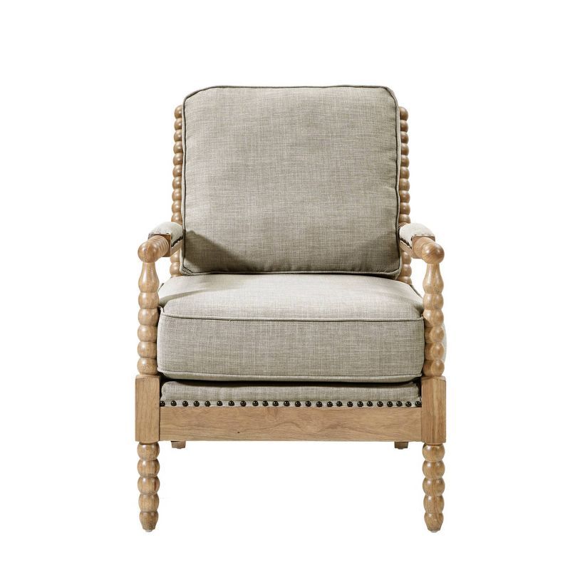 Donohue Light Grey Solid Wood Nailhead Trim Accent Chair