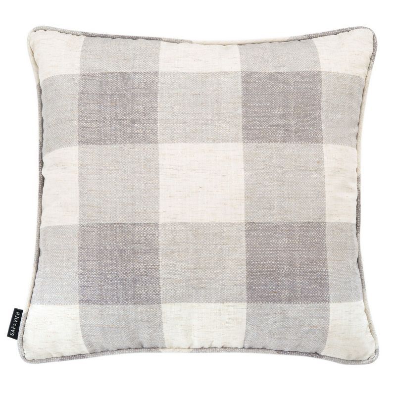 Fernla 18" Square Grey and White Plaid Accent Pillow