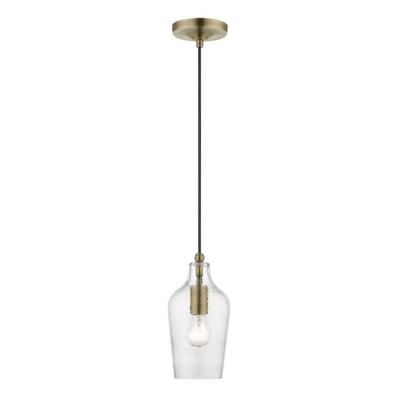 Avery Mini Pendant in Antique Brass with Clear Glass