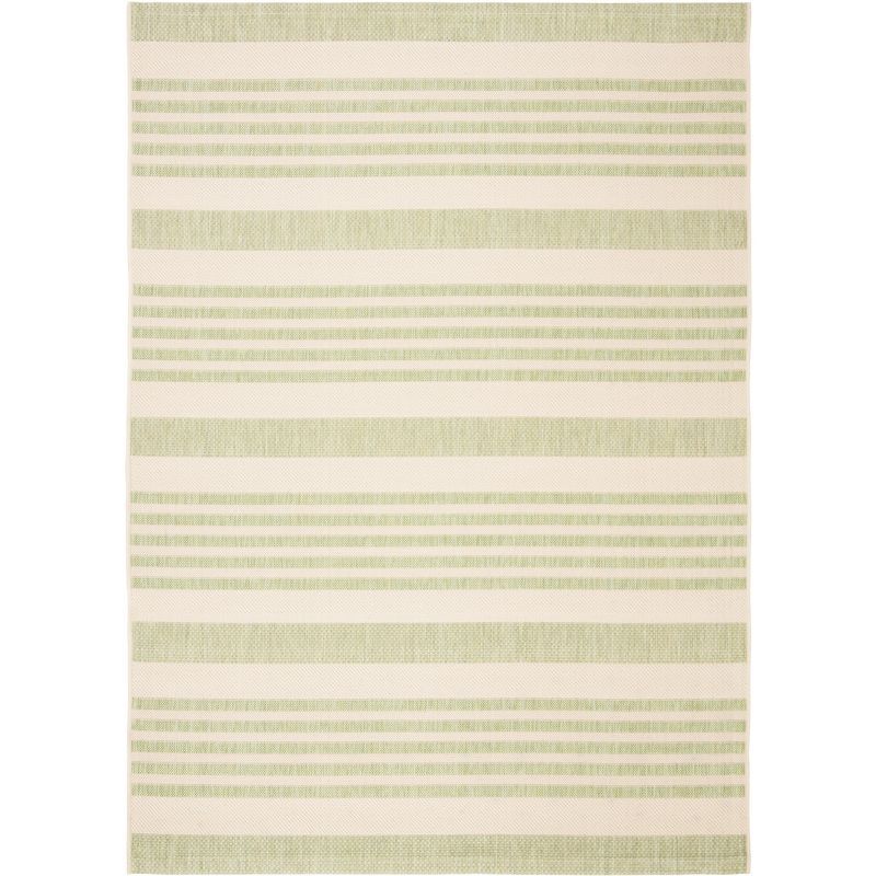 Beige & Sweet Pea Striped Easy-Care Wool Blend Area Rug - 5'3" x 7'7"