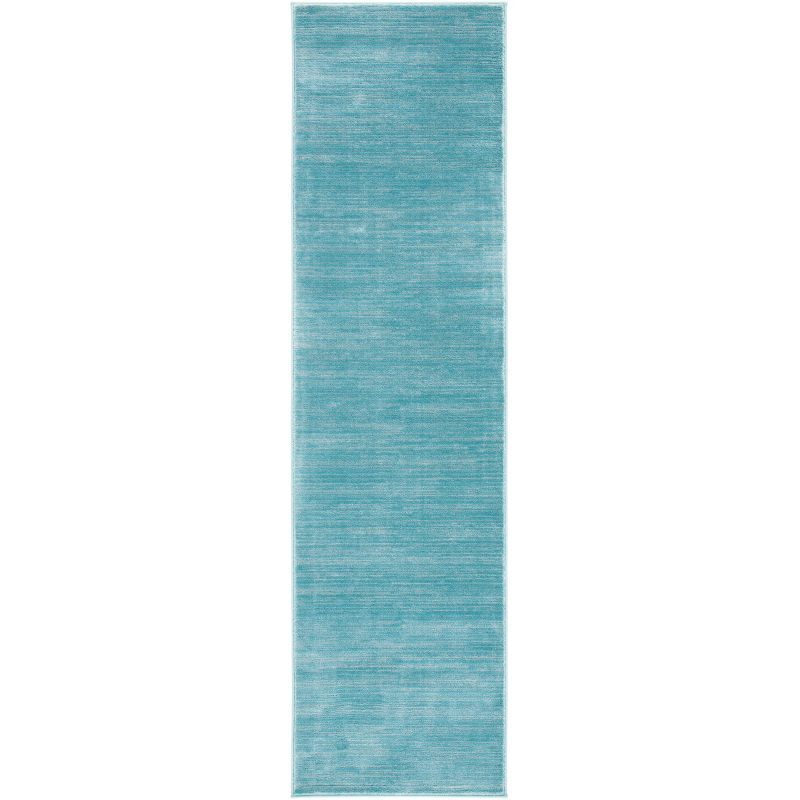 Aqua Solid Synthetic Easy Care Runner Rug