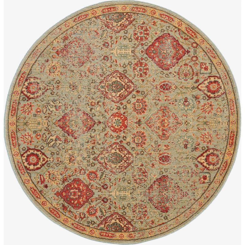 Elegant Somerset Light Green Round Wool-Blend Area Rug, 5'6"