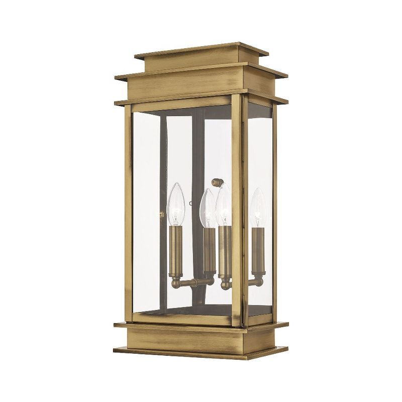 Princeton Antique Brass 2-Light Outdoor Wall Sconce with Clear Glass