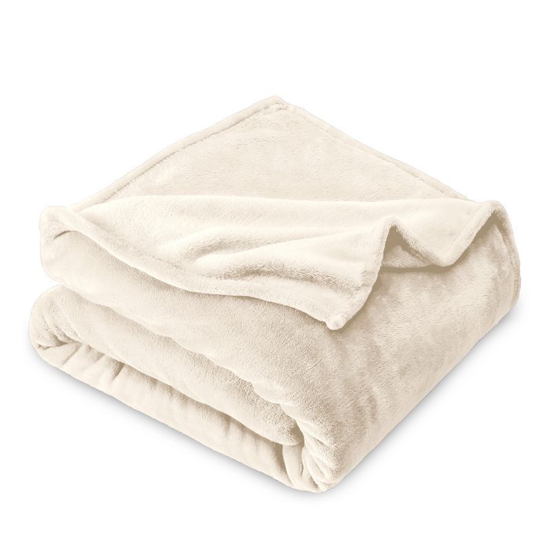 Vanilla Full Microplush Fleece Reversible Blanket